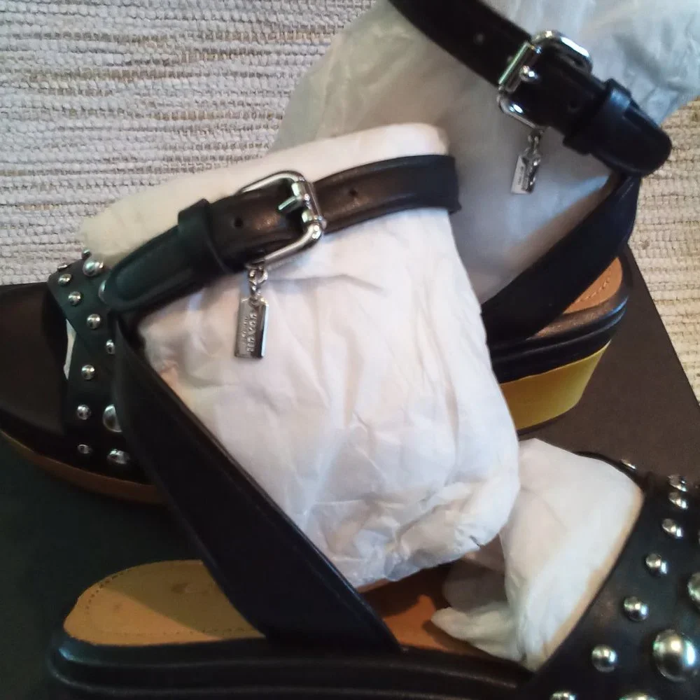 COACH ASTOR STUDDED CLOG Platform Sandal / Black/ Size : 5 1/2 - Picture 4 of 6